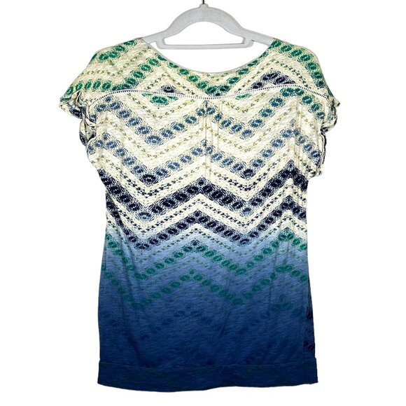Lucky Brand - Live in Love - Women's Sz S - Blue, Green & Yellow Chevron Design - Picture 3 of 11